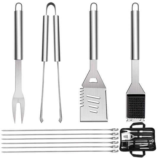 - QH7 10 Pack BBQ Barbecue Tool Set | Stainless Steel Outdoor Barbecue Grill Utensils Set -
