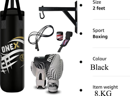 Boxing Punch Bag Target Punching Training Bag Kickboxing Heavy Duty set Wall Bracket Punching Gloves Kickboxing MMA Grappling Muay Thai Karate BJJ, Arts 2ft Kids Boxing Gift Adult Home Gym Fitness