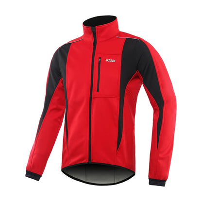 ARSUXEO Cycling Jacket Mens Waterproof Windproof Softshell Winter Thermal Breathable Bike Outerwear 15K Red Size Large