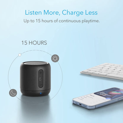 Anker Soundcore mini, Super-Portable Bluetooth Speaker with 15-Hour Playtime, 66-Foot Bluetooth Range, Wireless Speaker with Enhanced Bass, Noise-Cancelling Microphone, for Outdoor, Travel, Home