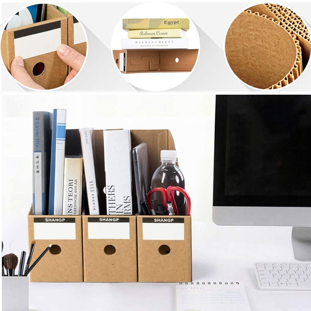- Koogel 8 PCS Magazine Files Holder | Cardboard Magazine Rack | Labels | A4 File Organiser Box -