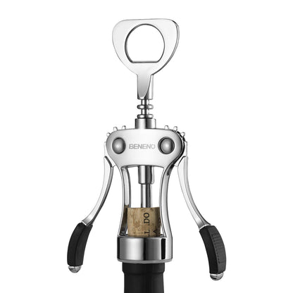 Corkscrew Bottle Opener, Beneno Premium Corkscrews Wine Bottle Opener with Multifunctional Corks and Caps Bottle Opener, Silver