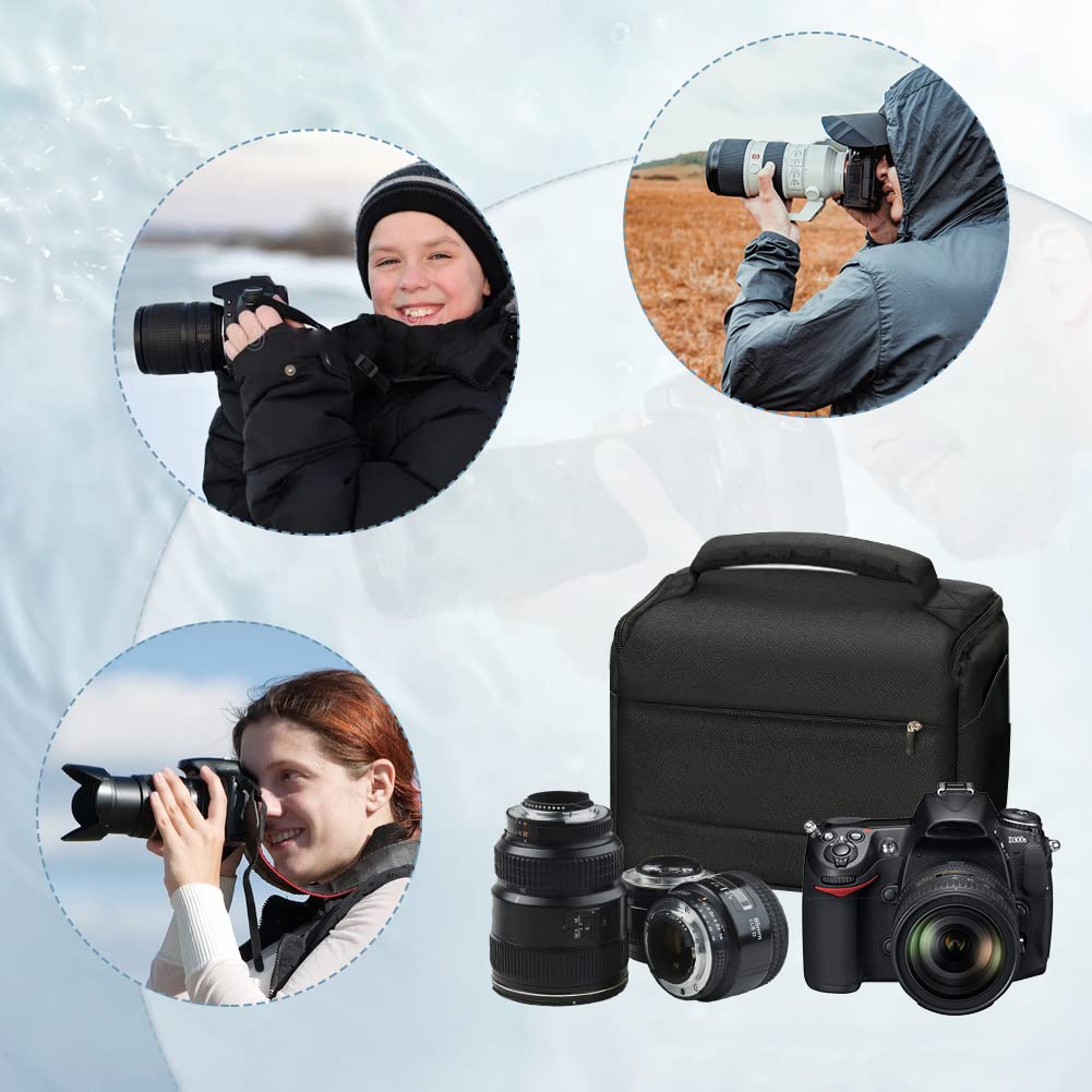 ATHEM SLR Camera Bag, Large Capacity Waterproof Shockproof Single Camera Shoulder Bag, Camera Case Bag, Camera Bags for DSLR and Lenses, with Waterproof Cover