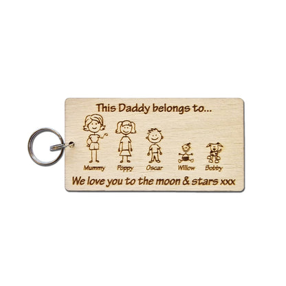 - Mooseys Personalised Fathers Day Gift | Engraved Wooden Keyring -