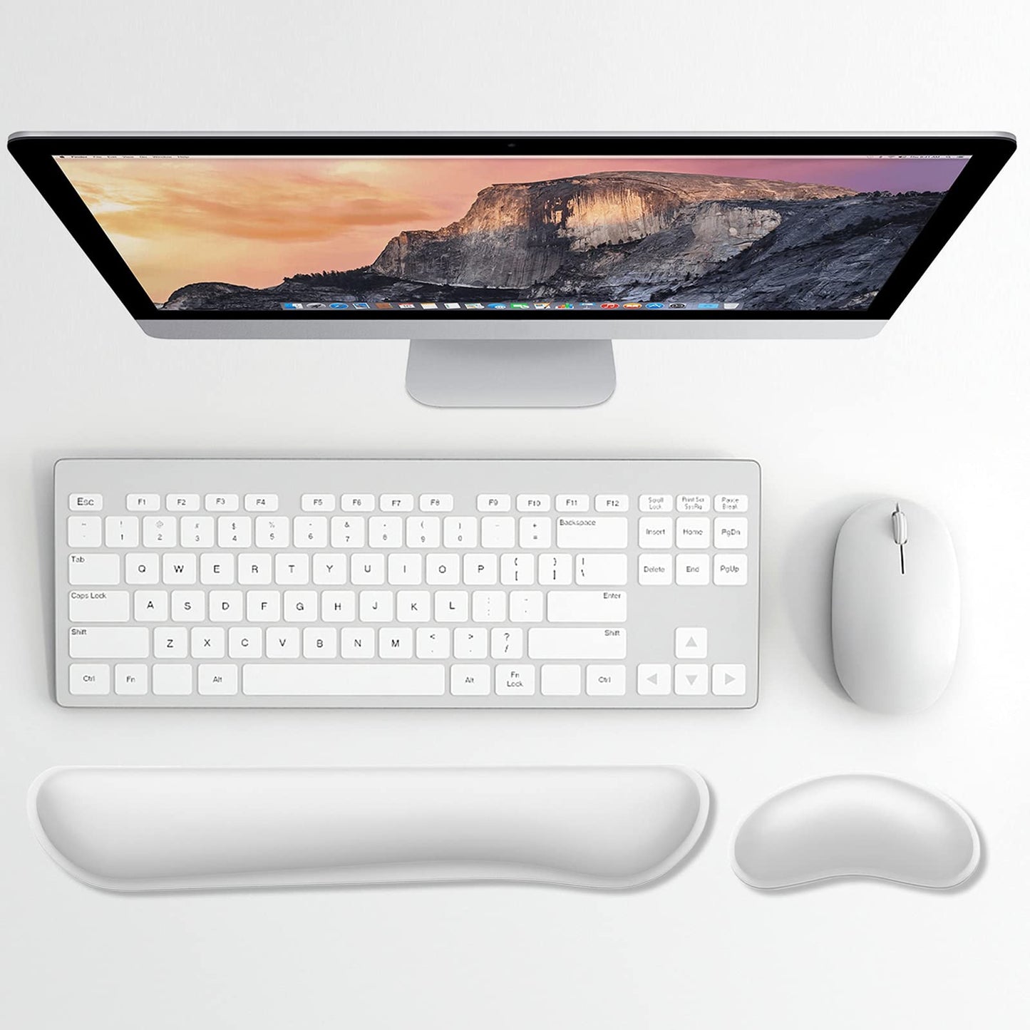 Dapesuom Enlarge Keyboard Wrist Rest Pad,Memory Foam Set Wrist Cushion Support for Easy Typing & Pain Relief,Mouse Wrist Pad,Anti-Slip Wrist Support for Gaming,Computer, Laptop, Office,Ivory White