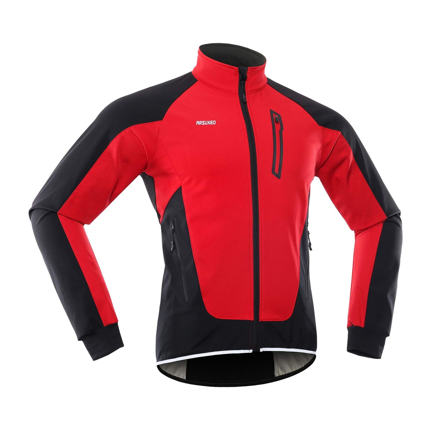 ARSUXEO Men's Cycling Jacket Winter Thermal Fleece Softshell MTB Bike Outwear 20B Red M
