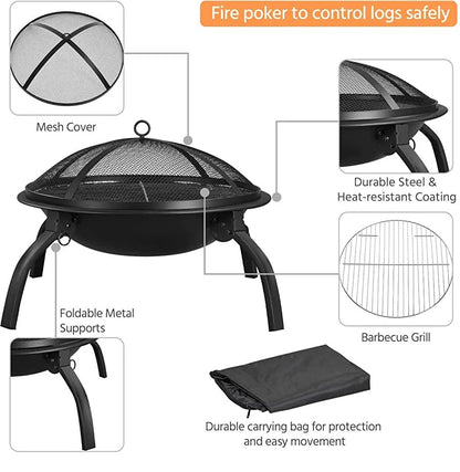 - HH Home Hut Fire Pit | Folding Portable Heater For Outdoors | Ideal For Garden BBQ -