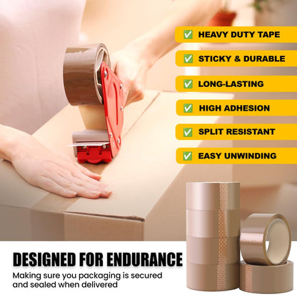 - K-MART Packaging Tape | Industrial Duty Brown Parcel Tape | 6 Rolls With Low Noise -