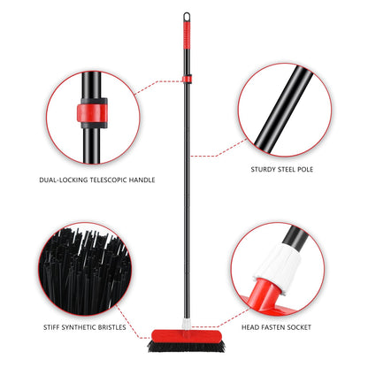 - Mitclear Yard Broom Heavy Duty with Long Handle | (57IN)  Garden Brush with Stiff Bristles -