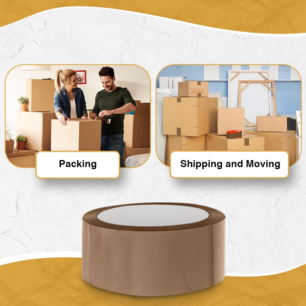 ARVO Packing Tape - Parcel Tape - Tape - 3 Rolls with Low Noise (48mm x 60m) - Strong Heavy Duty Brown Tape for Packing Boxes, Secure Packaging Tape for Moving House