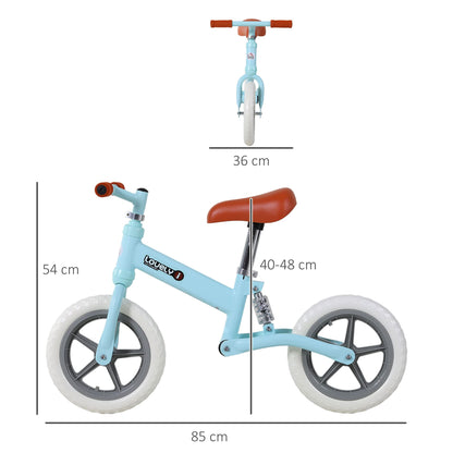 - HOMCOM 12" Kids Balance Bike | No Pedal Bicycle | 2-5 Years Gift for Boys Girls -