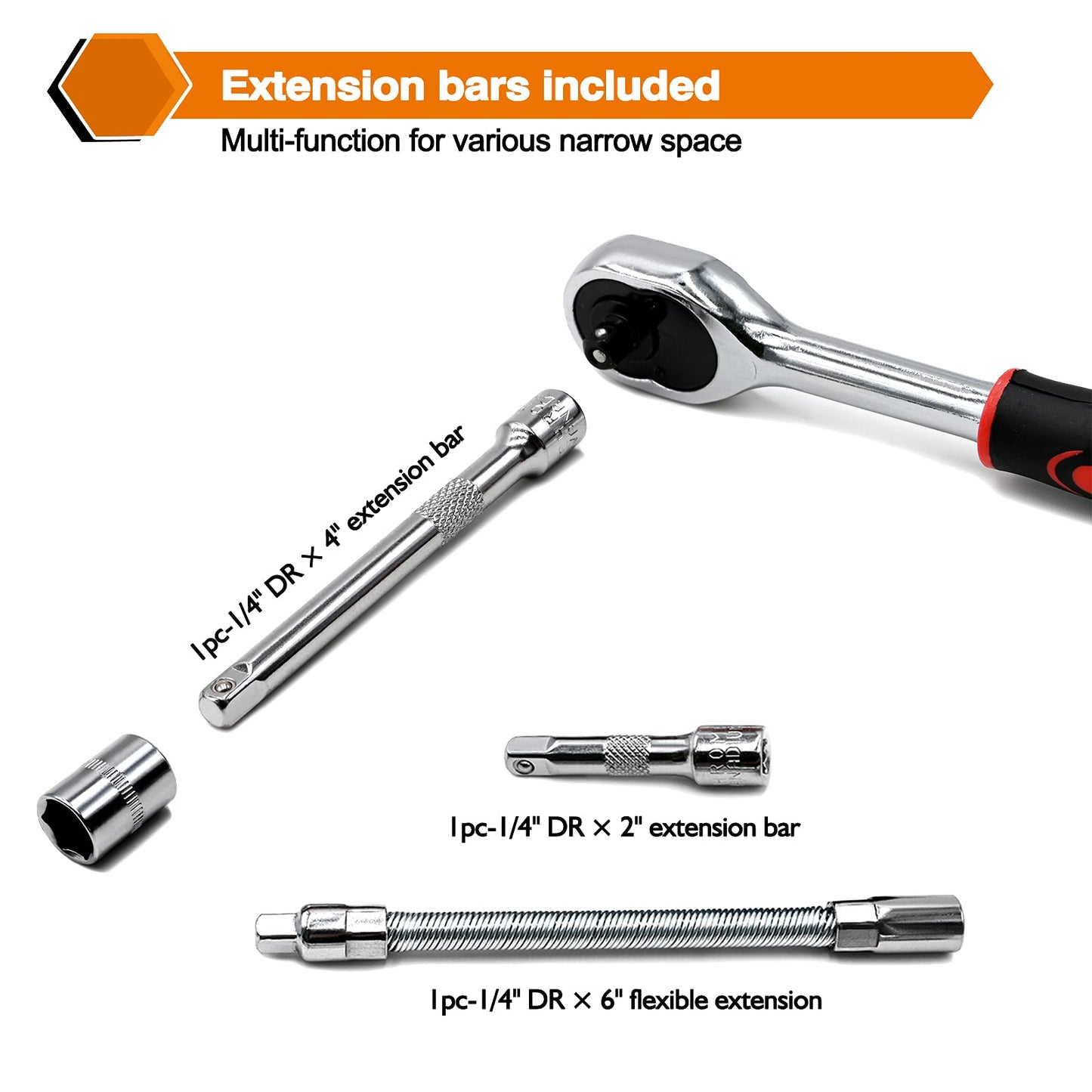 - Egofine 46 Pieces 1/4" Drive Socket Set&Tool Sets | Ratchet Wrench Set With Bit Socket Set -