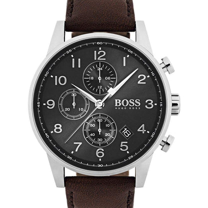 BOSS Chronograph Quartz Watch for Men with Brown Leather Strap - 1513494
