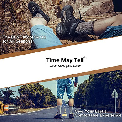 - Time May Tell Mens Merino Wool Hiking Cushion Socks | Thermal Warm Crew Winter Boot Socks Pack -