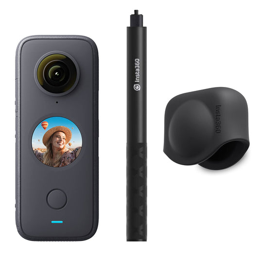 - Insta360 ONE X2 360 Degree Action Camera | PREMIUM Kit | Invisible Selfie Stick | Lens Cap -