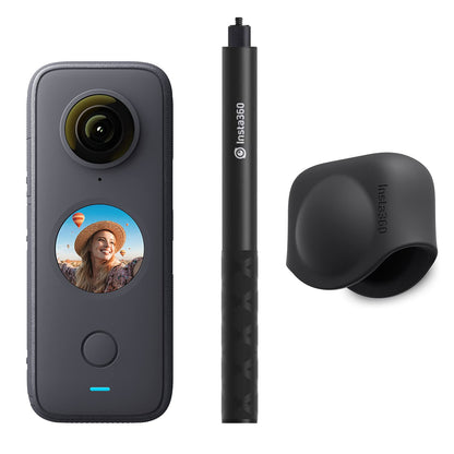 - Insta360 ONE X2 360 Degree Action Camera | PREMIUM Kit | Invisible Selfie Stick | Lens Cap -