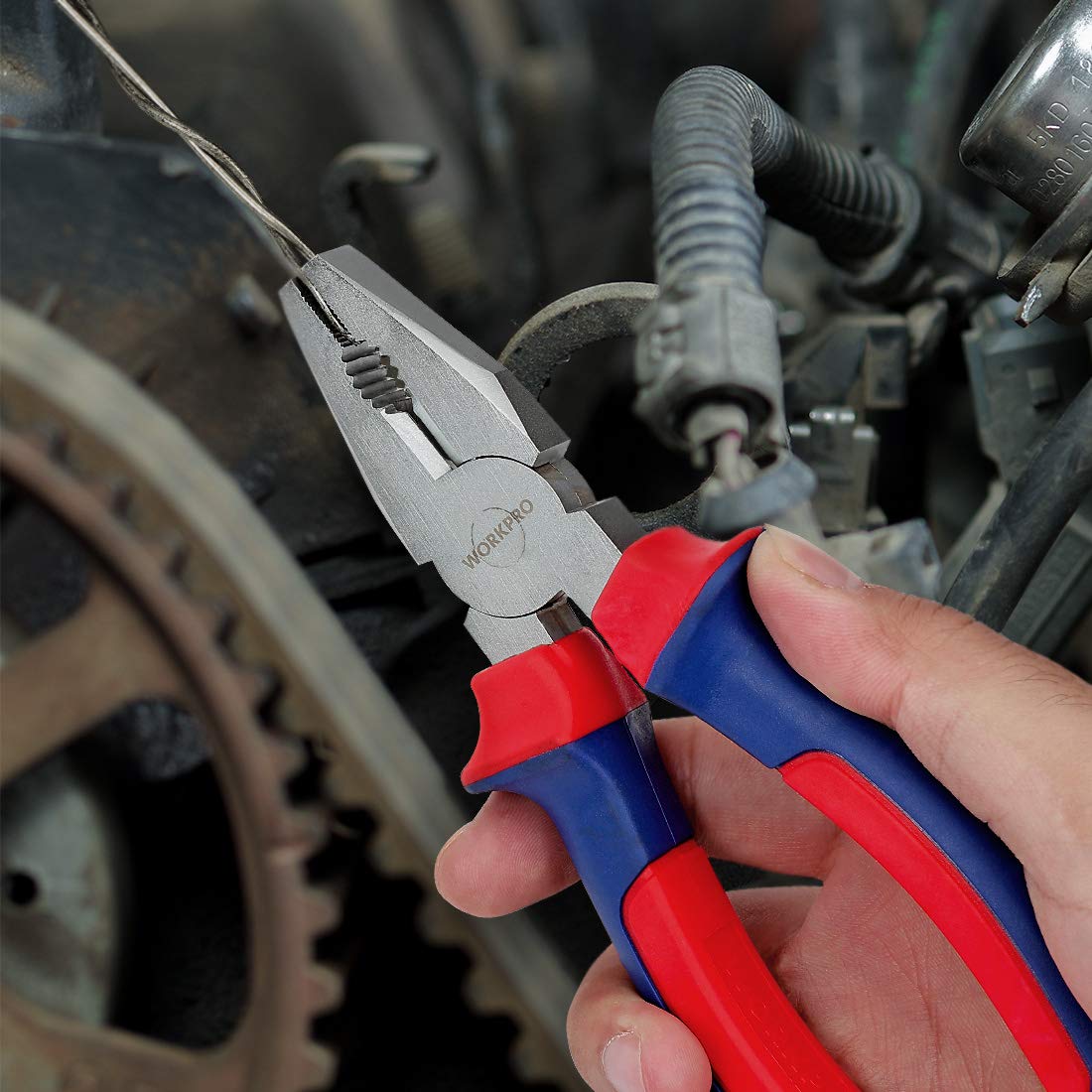 - WORKPRO 4-Piece Pliers Set, 245mm Water Pump Plier, 160mm Long Nose Plier, 160mm Combination Plier, 160mm Side Cutter, Bi-Material Soft Handle