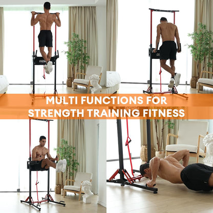 - ONETWOFIT Power Tower Pull Up Bar Station | Multi-Function Adjustable Height & Foldable | For Home Gym Workout -