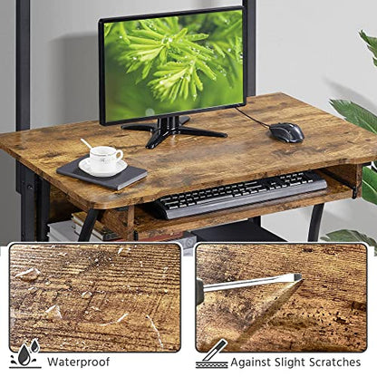 - Yaheetech 3 Tier Computer Desk with Printer Shelf and Keyboard Tray ForHome Office.
