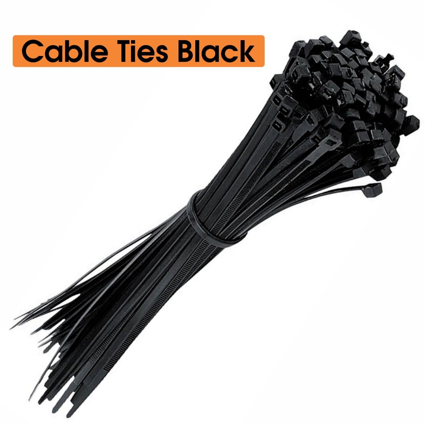 200Pcs Cable Ties Assortment -Mix Black Zip Ties Set with 4 Sizes (100/150/200/250mm) x 3.6mm Heavy Duty Nylon Cable Ties for Wire Management, Black Cable Ties Heavy Duty Zip Ties