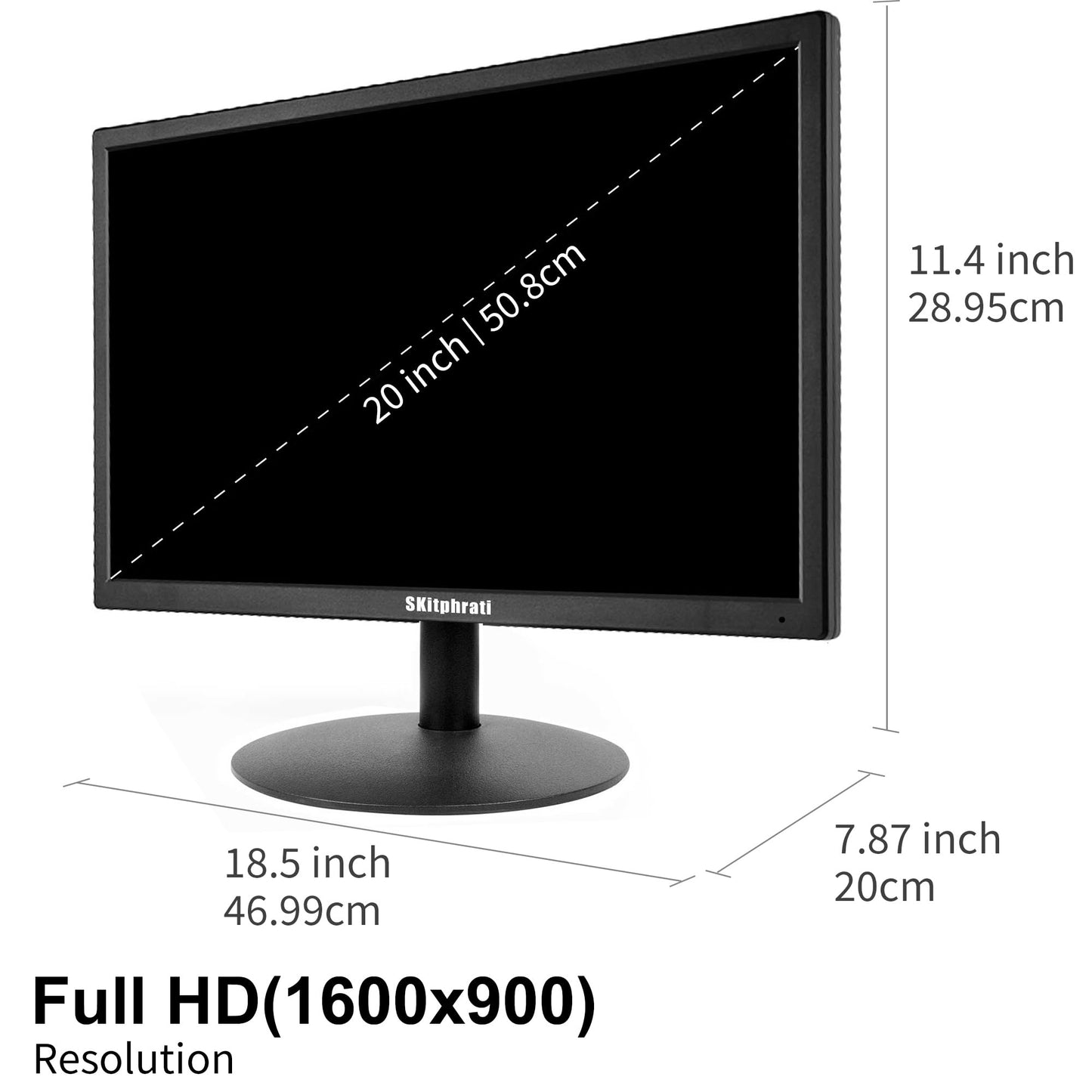 - SKitphrati 20 Inch PC Monitor | 1600x900 | 75Hz 5MS HDMI Monitor LED Monitor -
