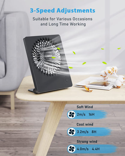 - TriPole USB Desk Fan | 2000mAh Portable USB Fan | 3 Speeds | Rechargeable | Mini Fan -