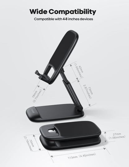 - Lamicall Foldable Phone Stand for Desk | Height Adjustable Phone Holder Cradle Dock -