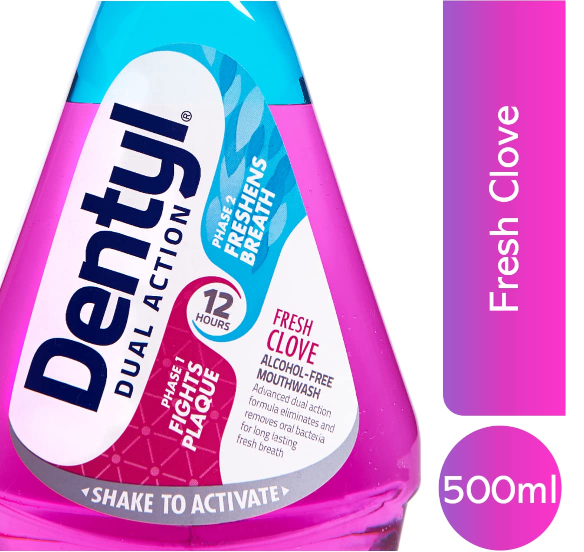 Dentyl Dual Action CPC Mouthwash, 12hrs Fresh Breath & Total Care, Alcohol Free, Fresh Clove, 500 ml