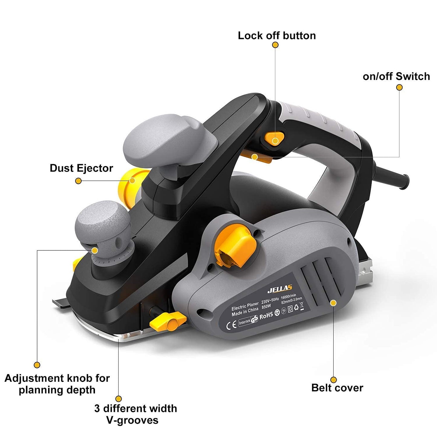 - Electric Hand Planer | Jellas Planer | 82mm Width And 3mm Depth | 16500rpm 240V -