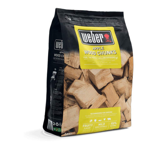 - Weber Apple Wood Chunks | 1.5kg Bag | BBQ Wood Chips | Hardwood Cooking Pellets |