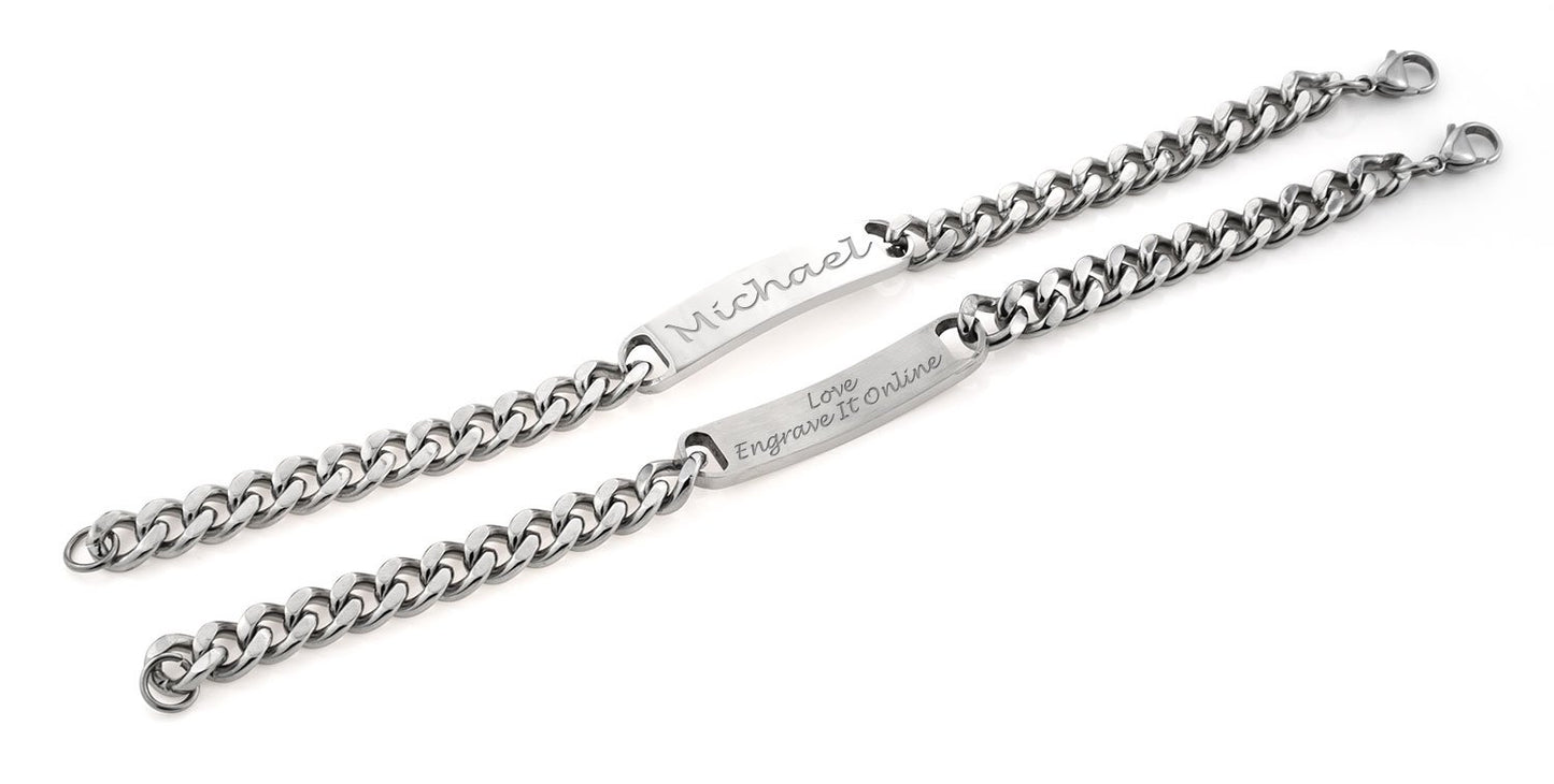 - Personalised Men's Solid Stainless Steel Curb Chain Identity Bracelet -