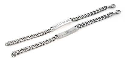 - Personalised Men's Solid Stainless Steel Curb Chain Identity Bracelet -