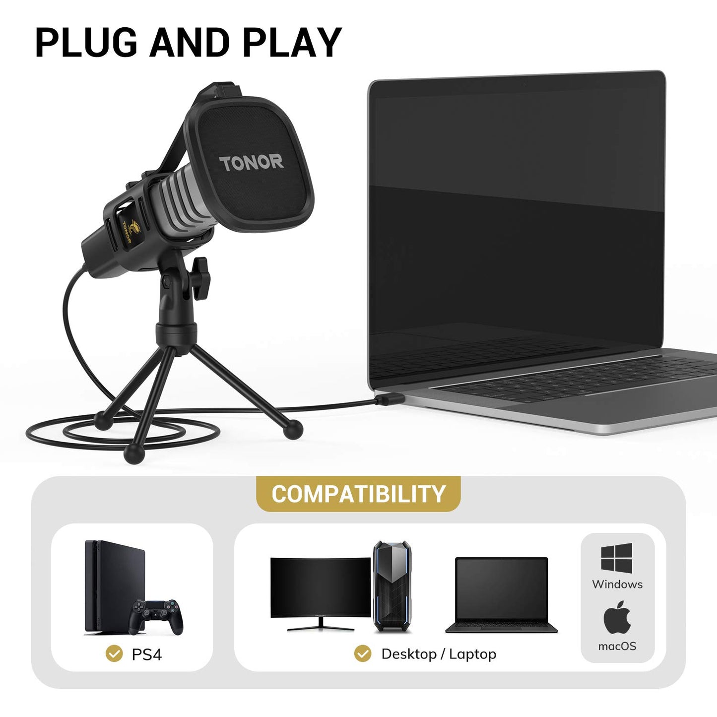 - TONOR USB Microphone | Cardioid Condenser | Computer PC Mic -