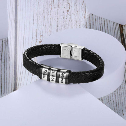 - Glooraca Personalised Mens Name Bracelets | Custom Braid Leather Bracelet For Men -