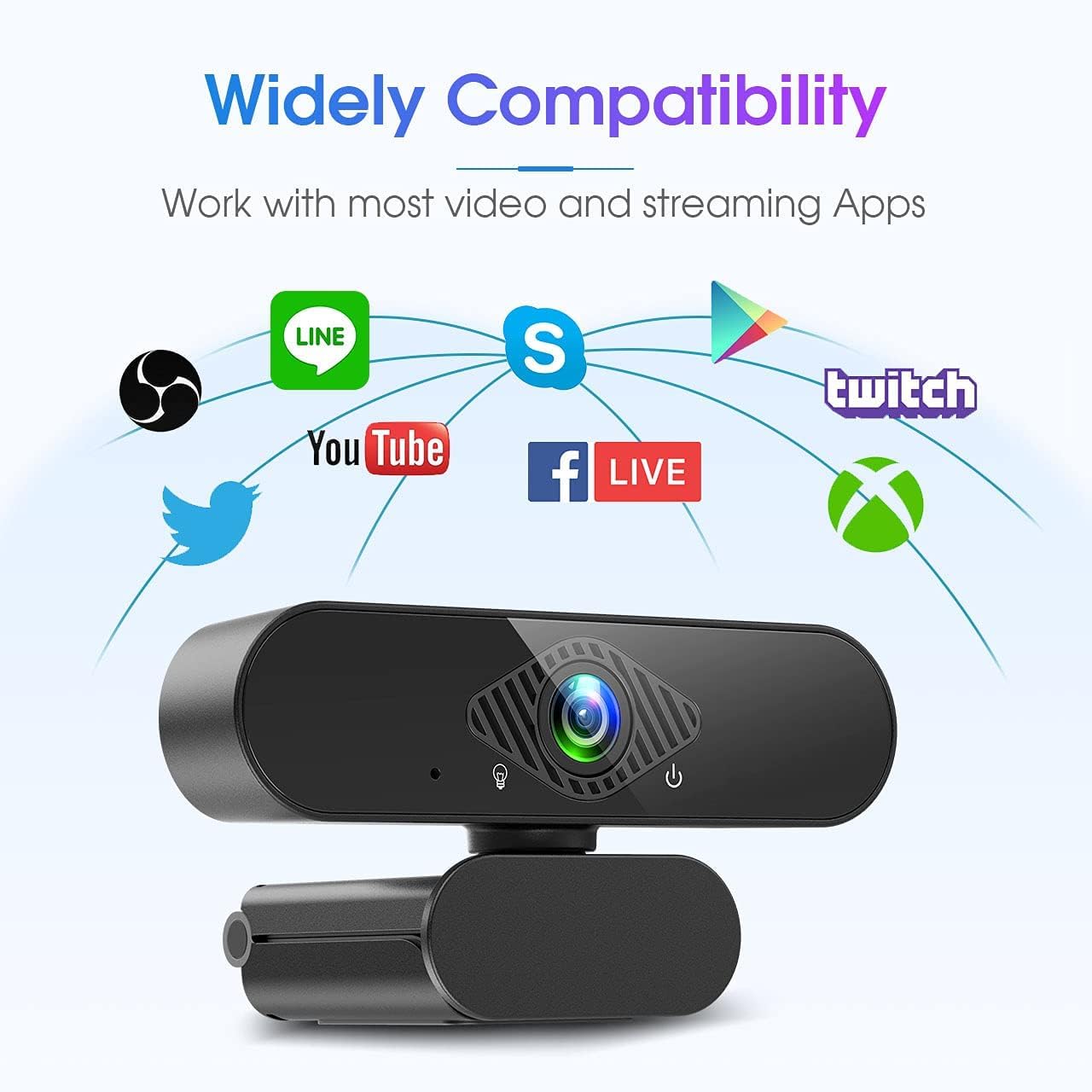 Dancial USB Webcam, 1080P Streaming Webcam with Microphone for PC,MAC, Laptop, Plug and Play Web Camera for Youtube,Skype Video Calling, Studying, Conference
