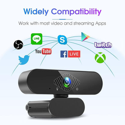 Dancial USB Webcam, 1080P Streaming Webcam with Microphone for PC,MAC, Laptop, Plug and Play Web Camera for Youtube,Skype Video Calling, Studying, Conference