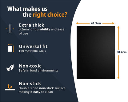 - Extra Large BBQ Grill Mat by Linda's Essentials | (3 Pack) | Reusable Non Stick Heat Resistant BBQ Mats -
