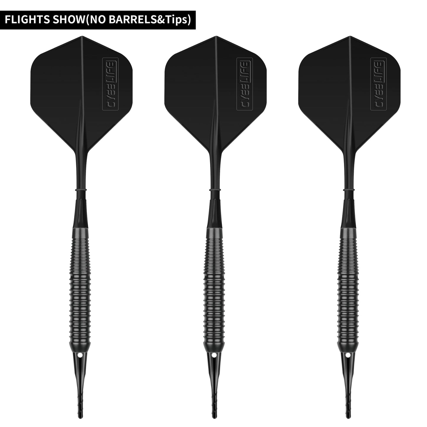 CyeeLife-Integrated Dart Flights and shafts 6pcs, 2BA Moulded accessory,Black CF01