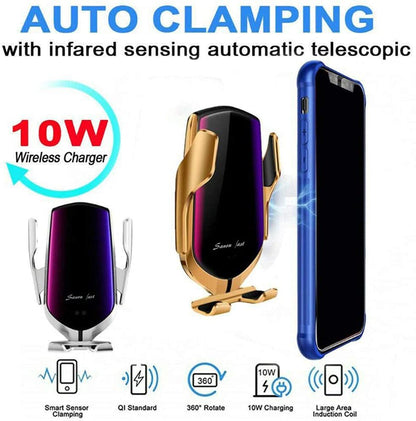 - Wireless Car Charger, Smart Sensor 10W Fast Charging Auto-Clamp