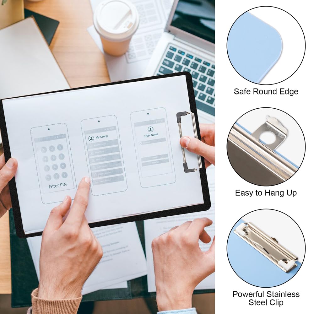 4-PCS-Clipboard-A4-Plastic-Writing-Pad, Hasgard Upgraded Colourful Clip Board, Round Edge and Firm Clipboards, Easy to Storage, Enhanced Writing Experience