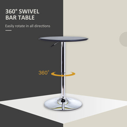 - HOMCOM Adjustable Round Bistro Bar Table | PVC Leather Top | Steel Base -