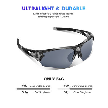 BEACOOL Polarized Sports Sunglasses for Men Women Youth Baseball Cycling Fishing Running TAC Glasses (Grey)