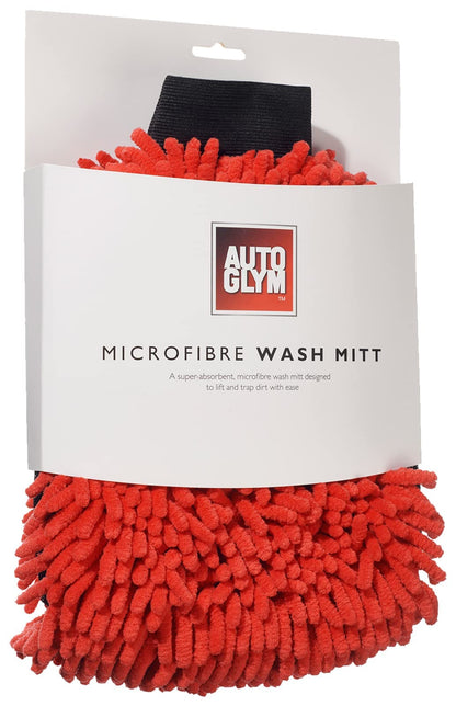 Autoglym Microfibre Noodle Wash Mitt - Mircrofibre Cleaning Mitt Specially Designed For a Quick, Streak-free Finish on Car Paintwork and Glass , 20.30 x 2.00 cms, Red