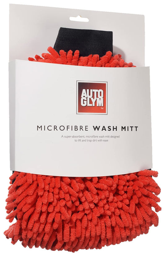 Autoglym Microfibre Noodle Wash Mitt - Mircrofibre Cleaning Mitt Specially Designed For a Quick, Streak-free Finish on Car Paintwork and Glass , 20.30 x 2.00 cms, Red