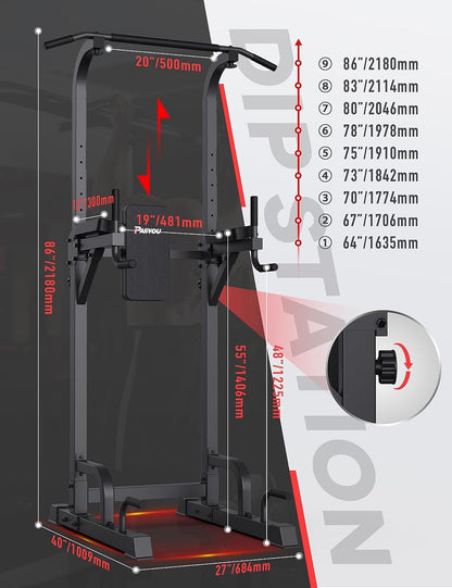 - PASYOU PU40 Power Tower | Adjustable Pull Up Bar Dip Station for Home Gym -