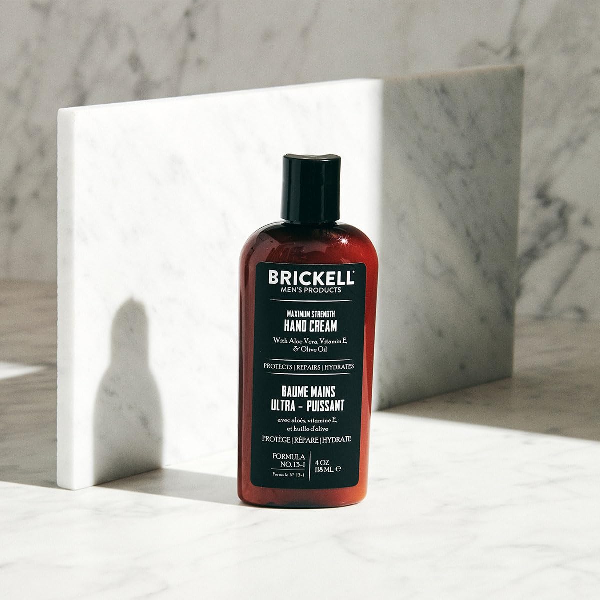 Brickell Men's Maximum Strength Hand Lotion for Men, Natural and Organic Fast-Absorbing Hand Lotion with Vitamin E, Shea Butter, and Jojoba, 118 ml, Scented