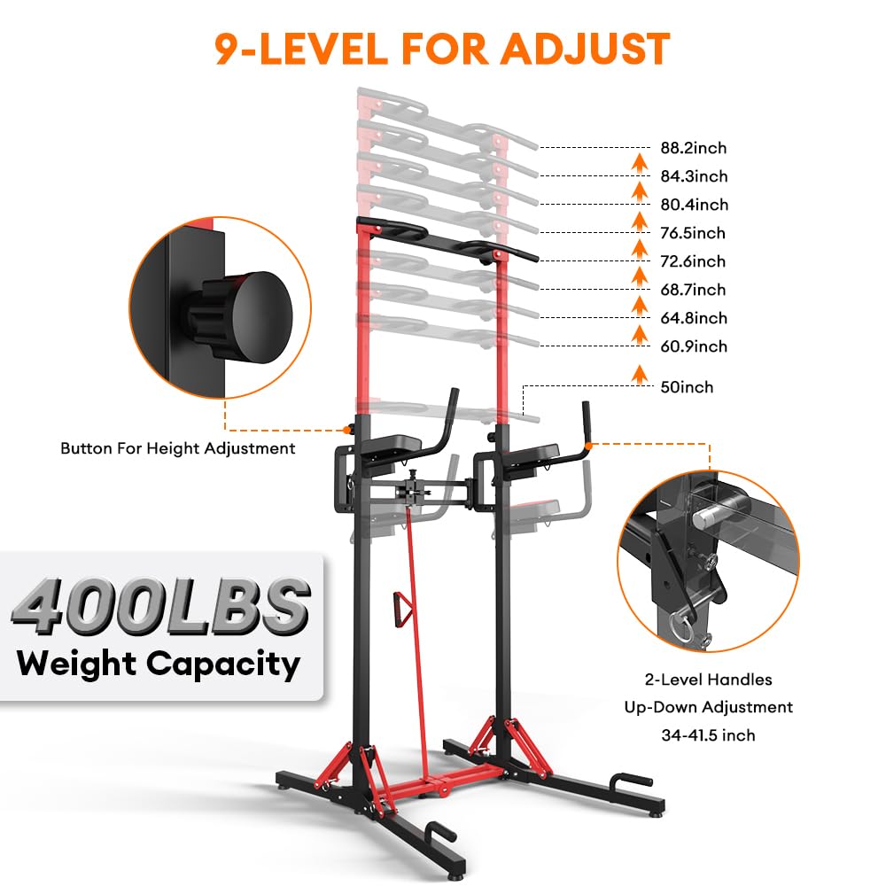 - ONETWOFIT Power Tower Pull Up Bar Station | Multi-Function Adjustable Height & Foldable | For Home Gym Workout -