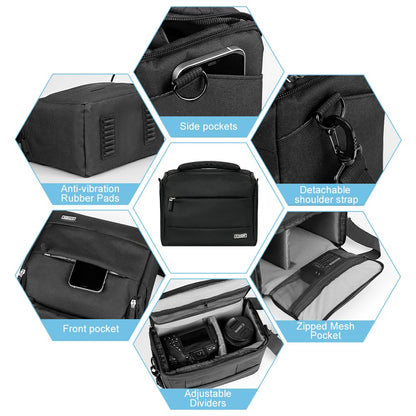 ATHEM SLR Camera Bag, Large Capacity Waterproof Shockproof Single Camera Shoulder Bag, Camera Case Bag, Camera Bags for DSLR and Lenses, with Waterproof Cover