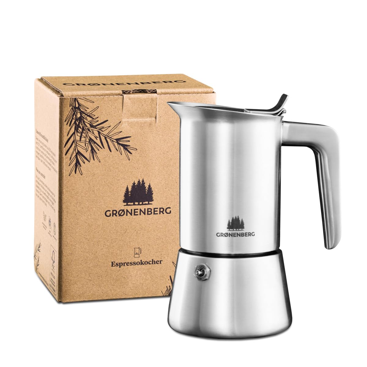 - Groenenberg Moka Pot | Premium Espresso maker (4-6 Cup) made of stainless steel I Induction-Safe -