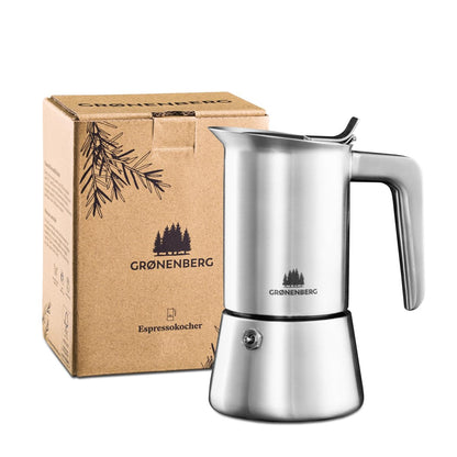 - Groenenberg Moka Pot | Premium Espresso maker (4-6 Cup) made of stainless steel I Induction-Safe -